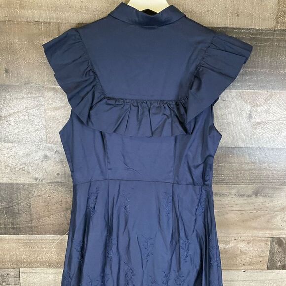 Foxiedox Women’s Size XS Button Up Dress Navy Blue Sleeveless Cotton NWT - Picture 8 of 8